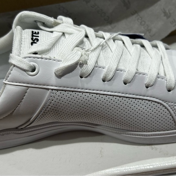 Lacoste White Tennis Shoes with Green Accent - Picture 4 of 11